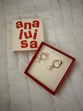 Ana Luisa Gold Hoop Earrings with White Freshwater Pearl Drop